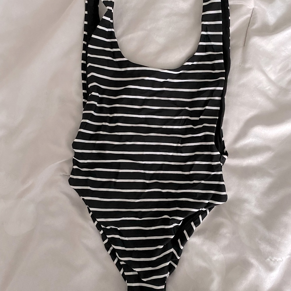 Black Bathing suit with white stripes from aerie